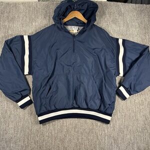 In Play Vintage Insulated Nylon Track Full Zip Jacket 2XL Blue White‎ USA Made